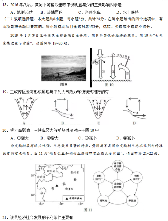 2019年江苏高考地理试题【精校版】