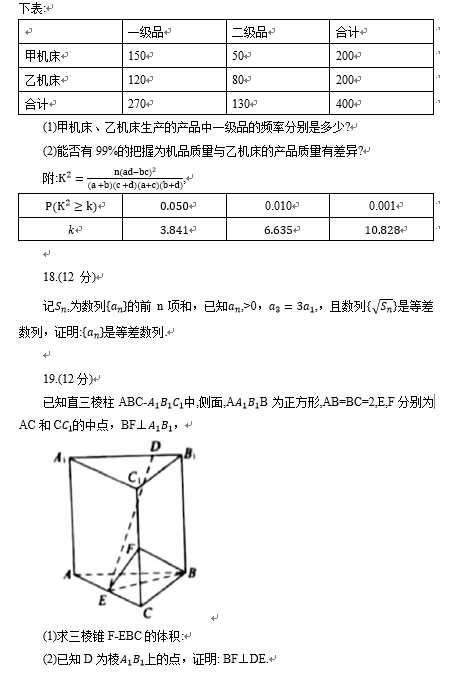 2021年全国卷2（甲卷）高考数学试卷试题及答案解析（答案WORD版）